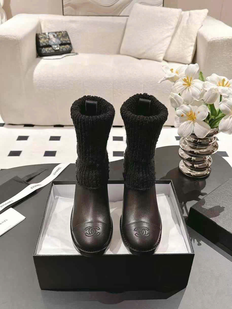 (1:1 replica) Chanel C Logo Ankle Boots