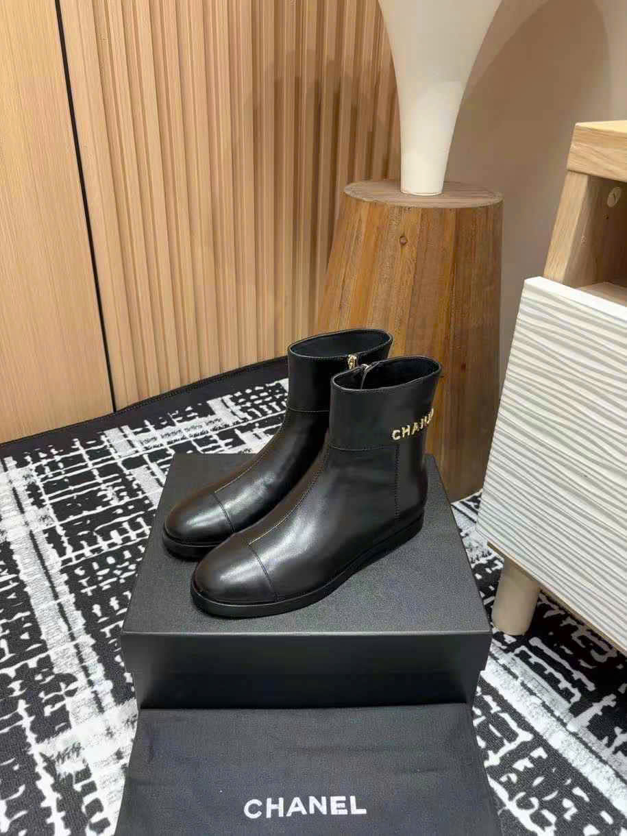 (1:1 replica) Chanel Leather Ankle Boots