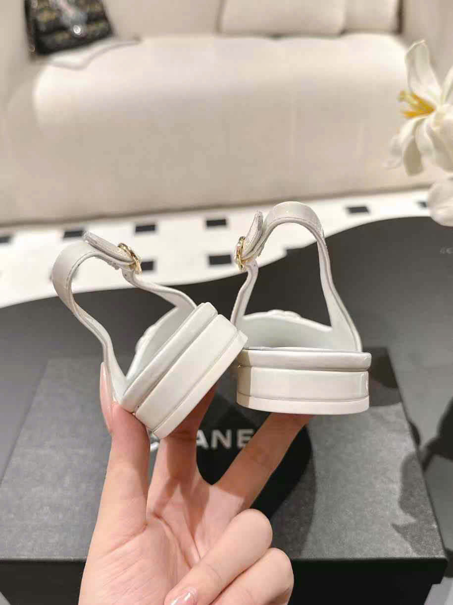 (1:1 replica) Chanel Leather Slingback Shoes 2cm