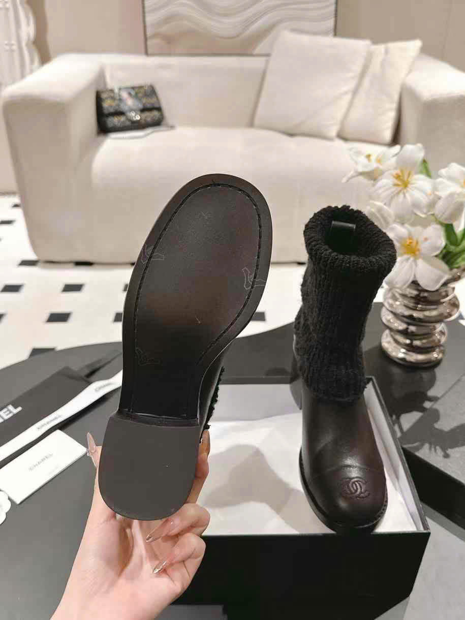 (1:1 replica) Chanel C Logo Ankle Boots
