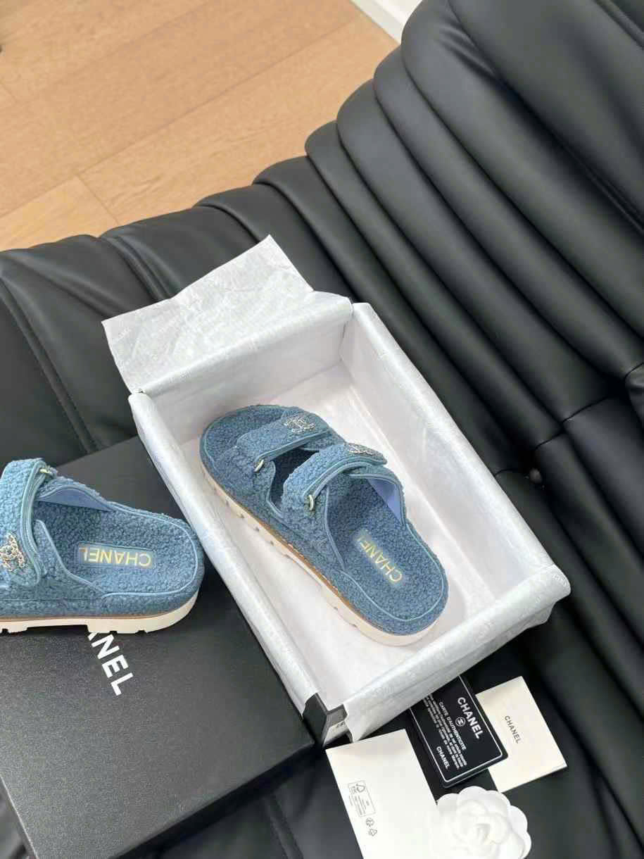 (1:1 replica) Chanel Wool Slipper Sandals