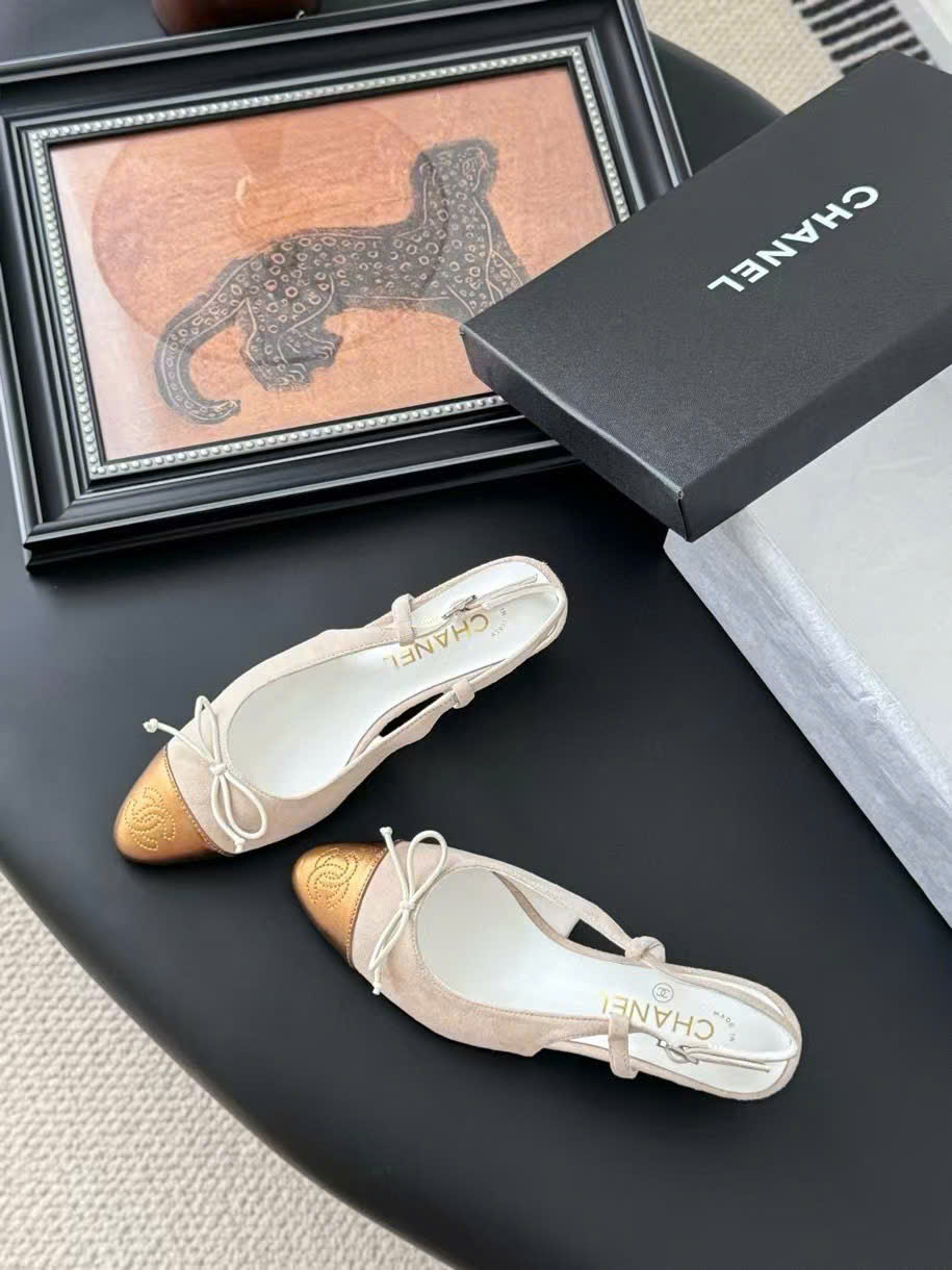 (1:1 replica) Chanel CLogo Slingback Women s Shoes 4cm