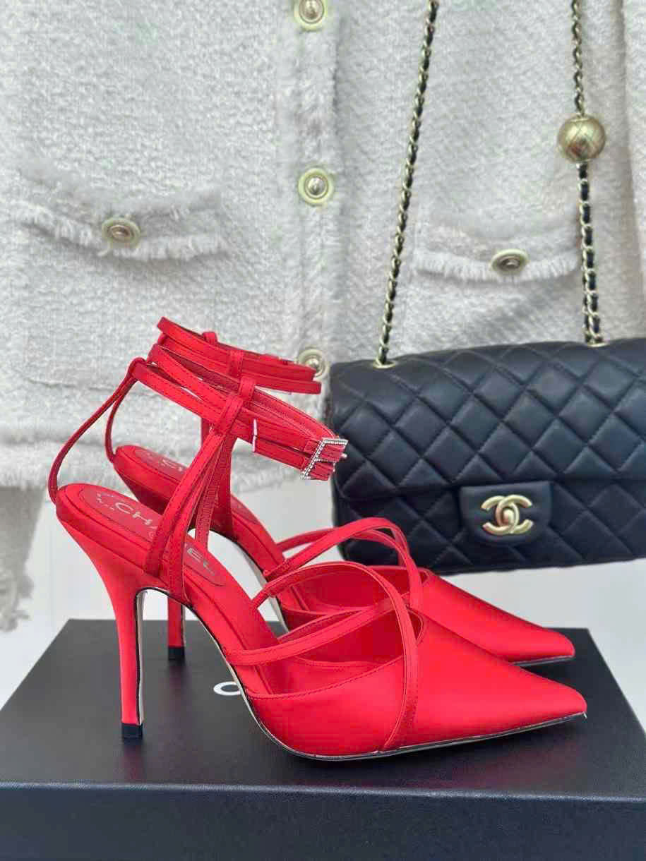 (1:1 replica) Chanel Satin Slingback Women s Shoes 10cm