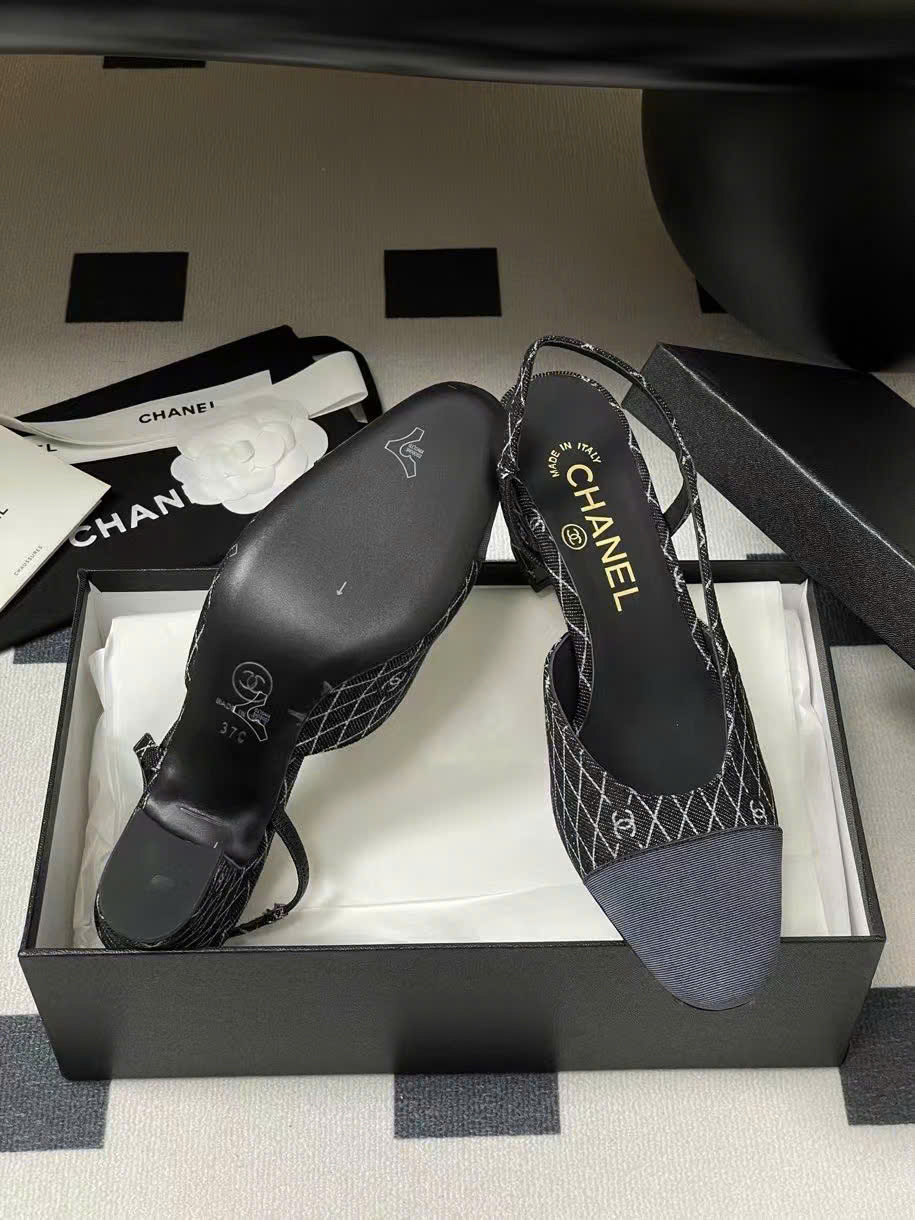 (1:1 replica) Chanel C-Logo Slingback Shoes