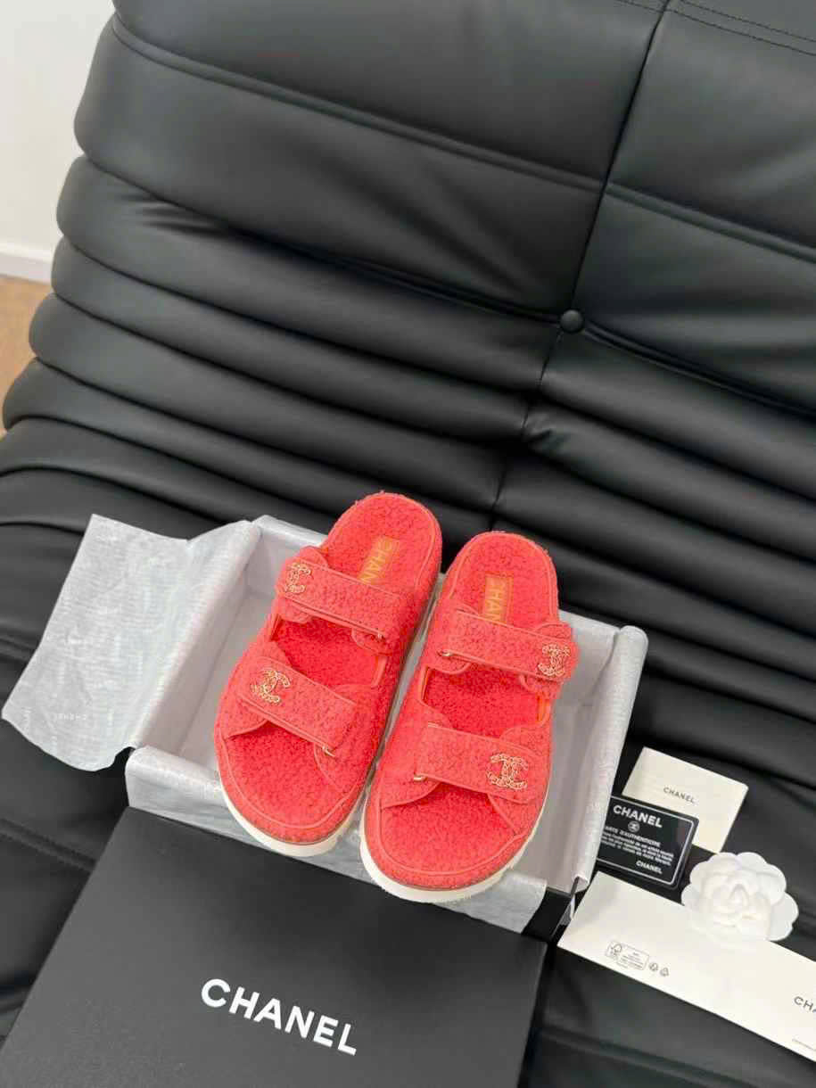 (1:1 replica) Chanel Wool Slipper Sandals