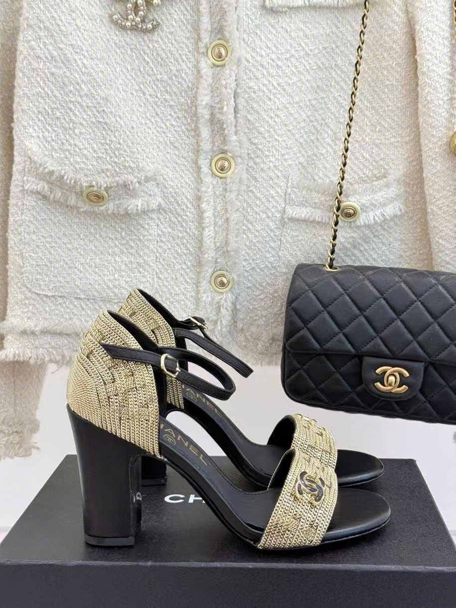 (1:1 replica) Chanel Vintages C Logo Women s Sandals 8.5cm