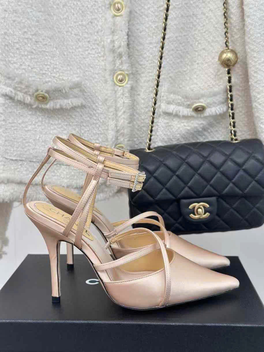 (1:1 replica) Chanel Satin Slingback Women s Shoes 10cm