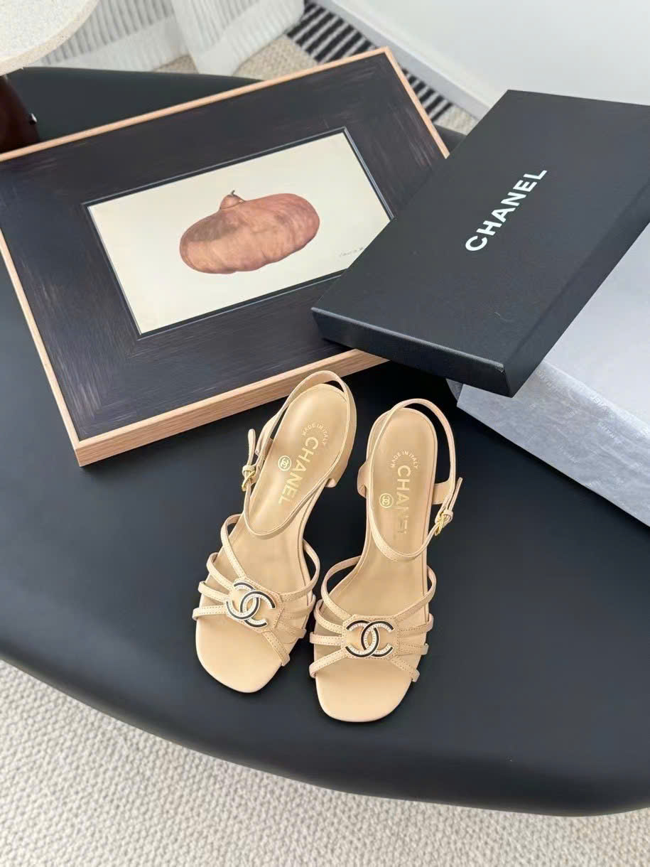 (1:1 replica) Chanel C Logo Women s Sandals 8cm