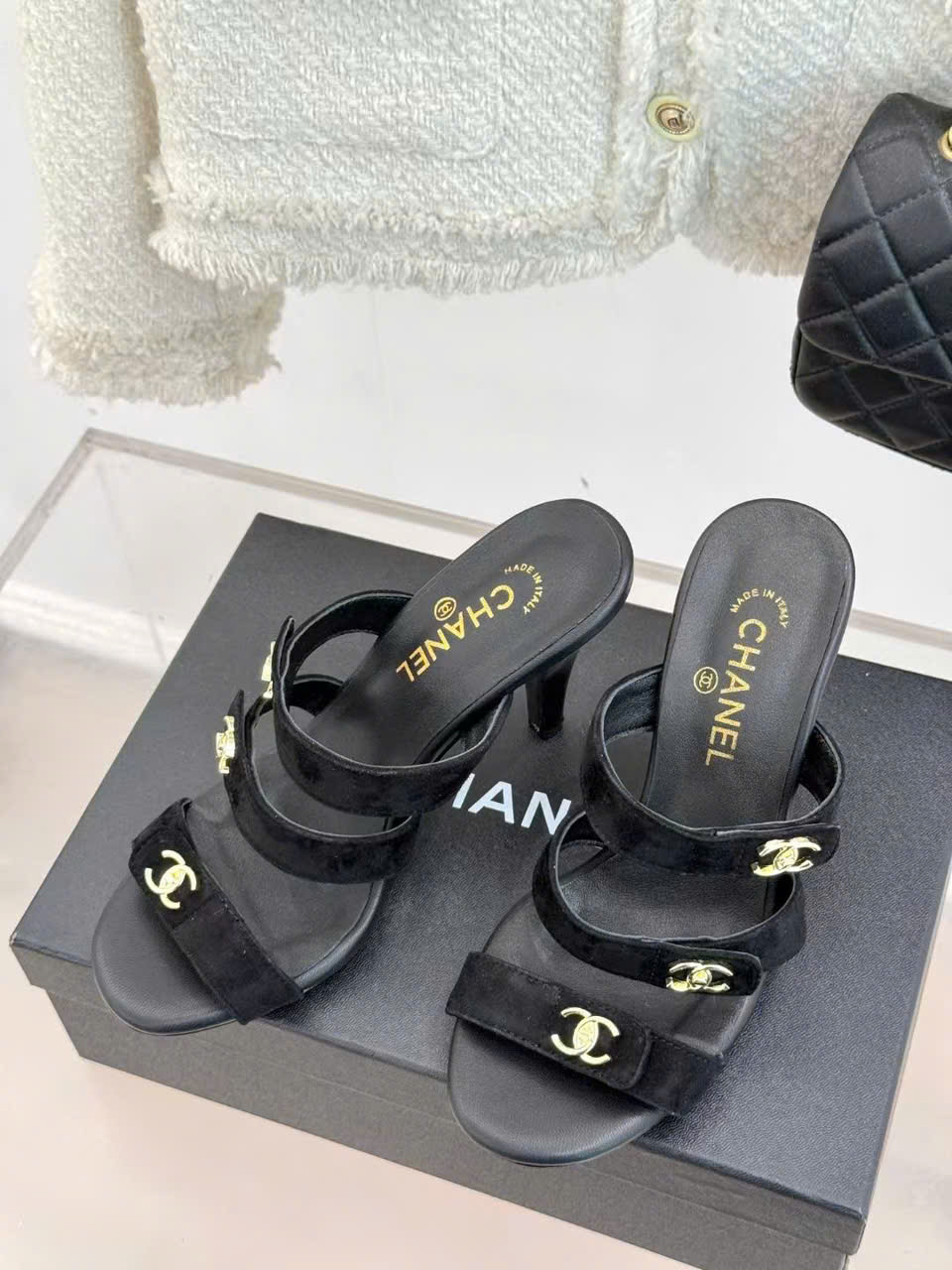 (1:1 replica) Chanel C Logo Women s Sandals 9cm