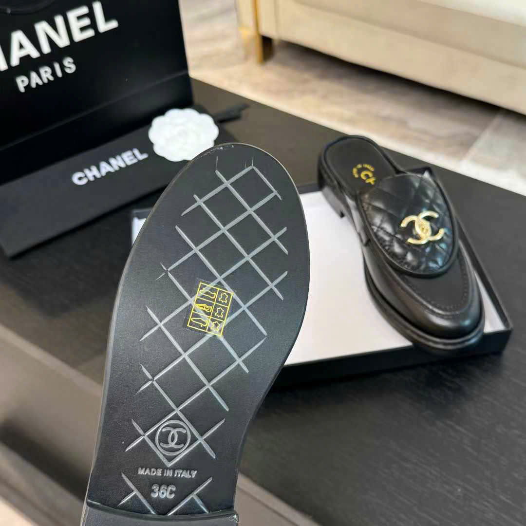 (1:1 replica) Chanel C Buckle Open Back Shoes