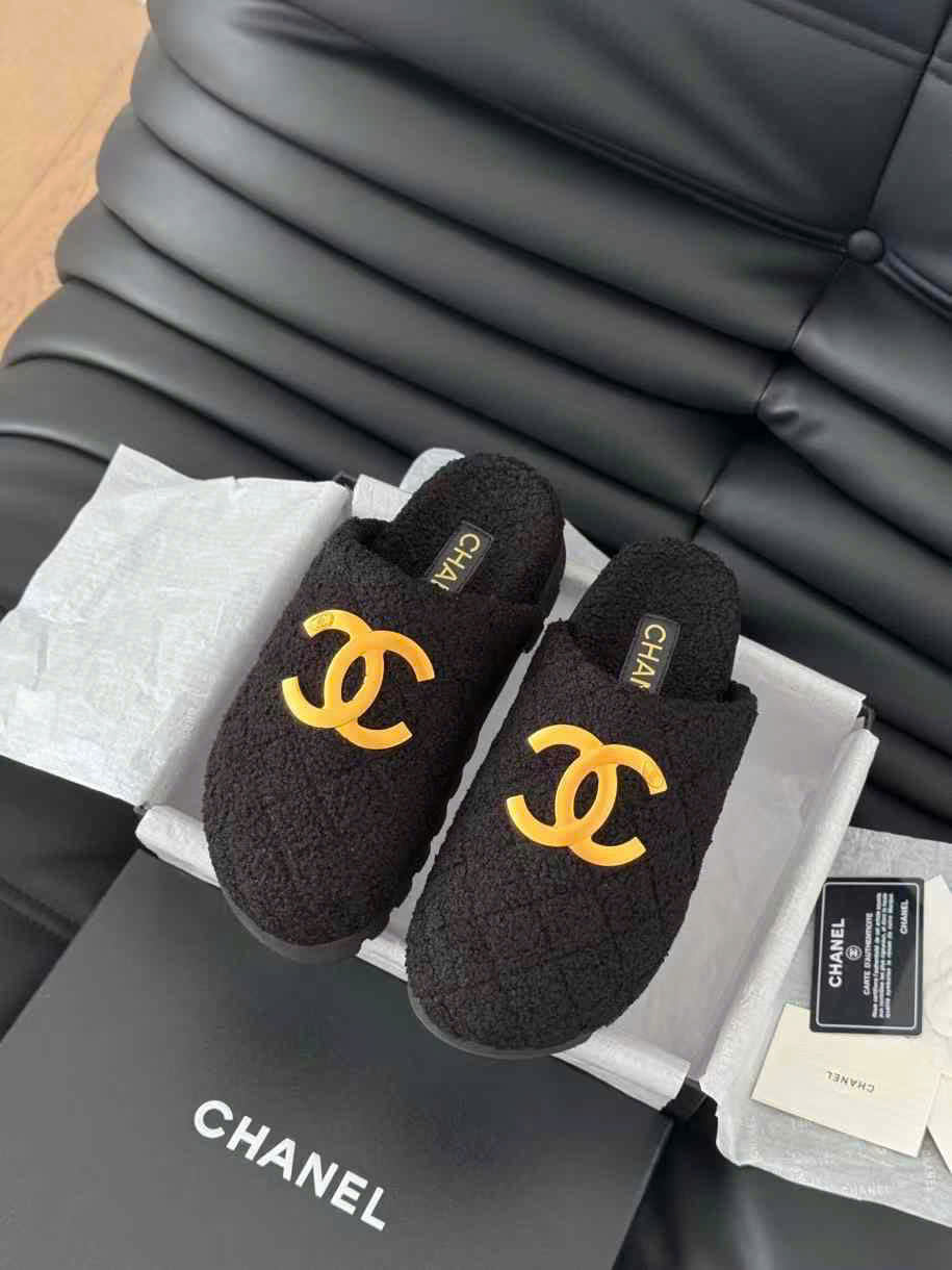 (1:1 replica) Chanel C Logo Open Back Slipper