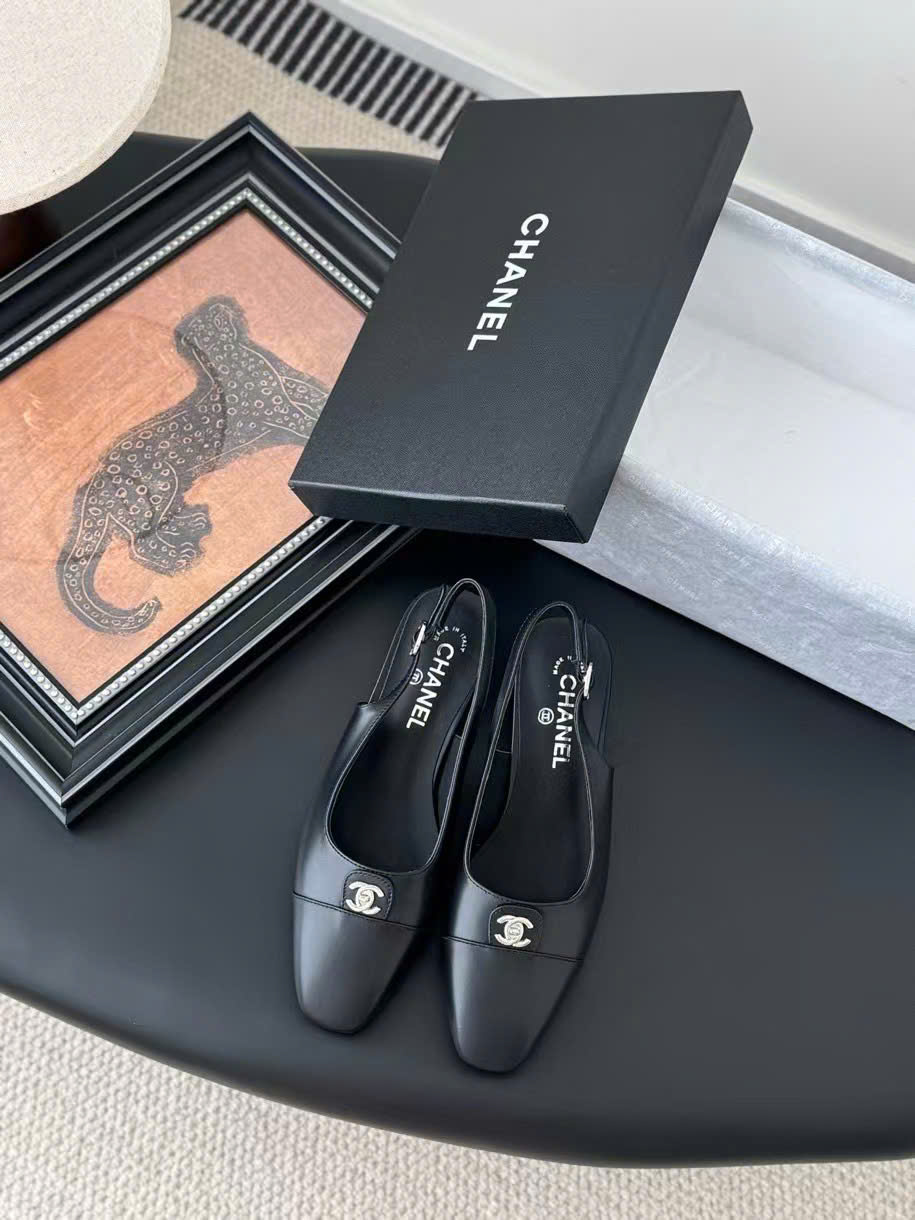(1:1 replica) Chanel C Logo Slingback Shoes