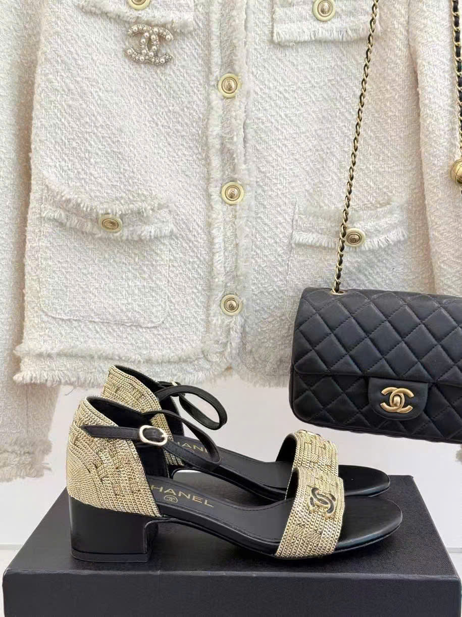 (1:1 replica) Chanel Vintages C Logo Women s Sandals 4cm