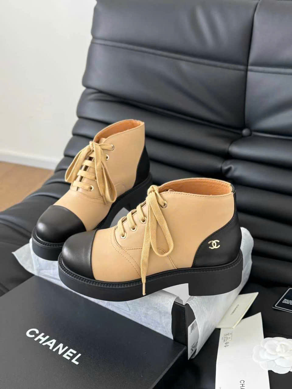 (1:1 replica) Chanel Leather Oxford Shoes