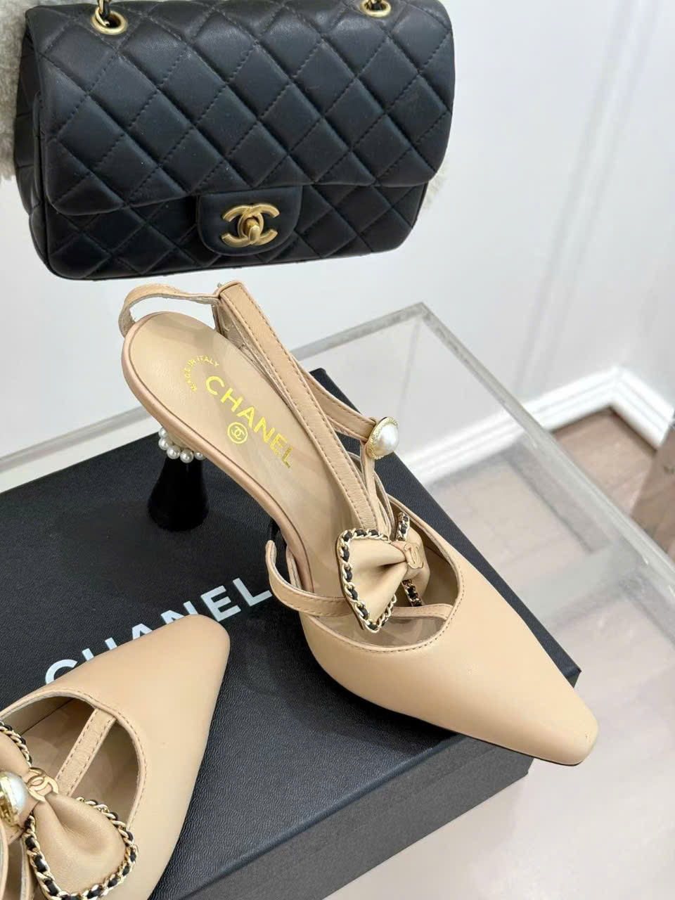 (1:1 replica) Chanel C Logo Vintages Shoes 8cm