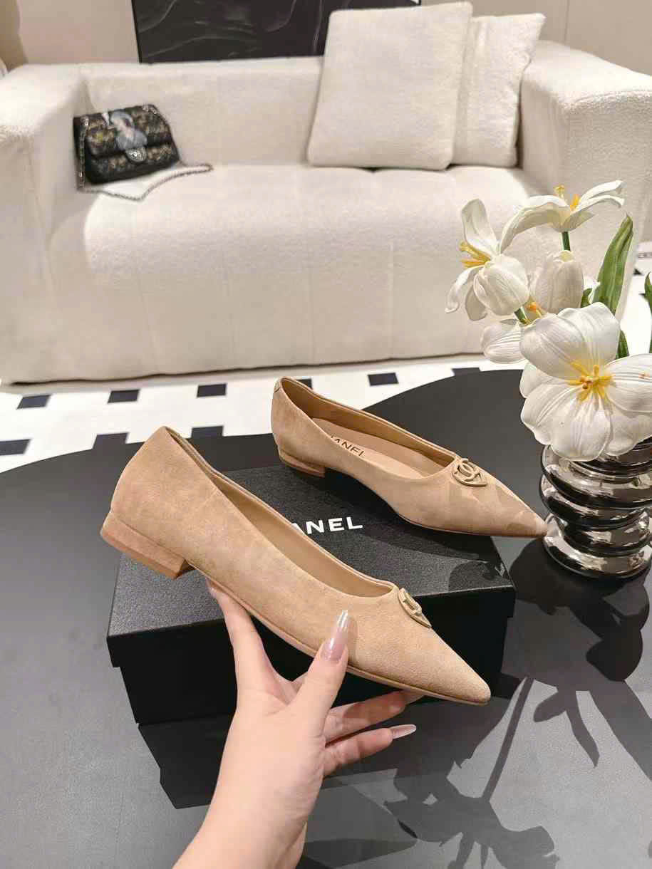 (1:1 replica) Chanel Leather Flat Shoes 2cm