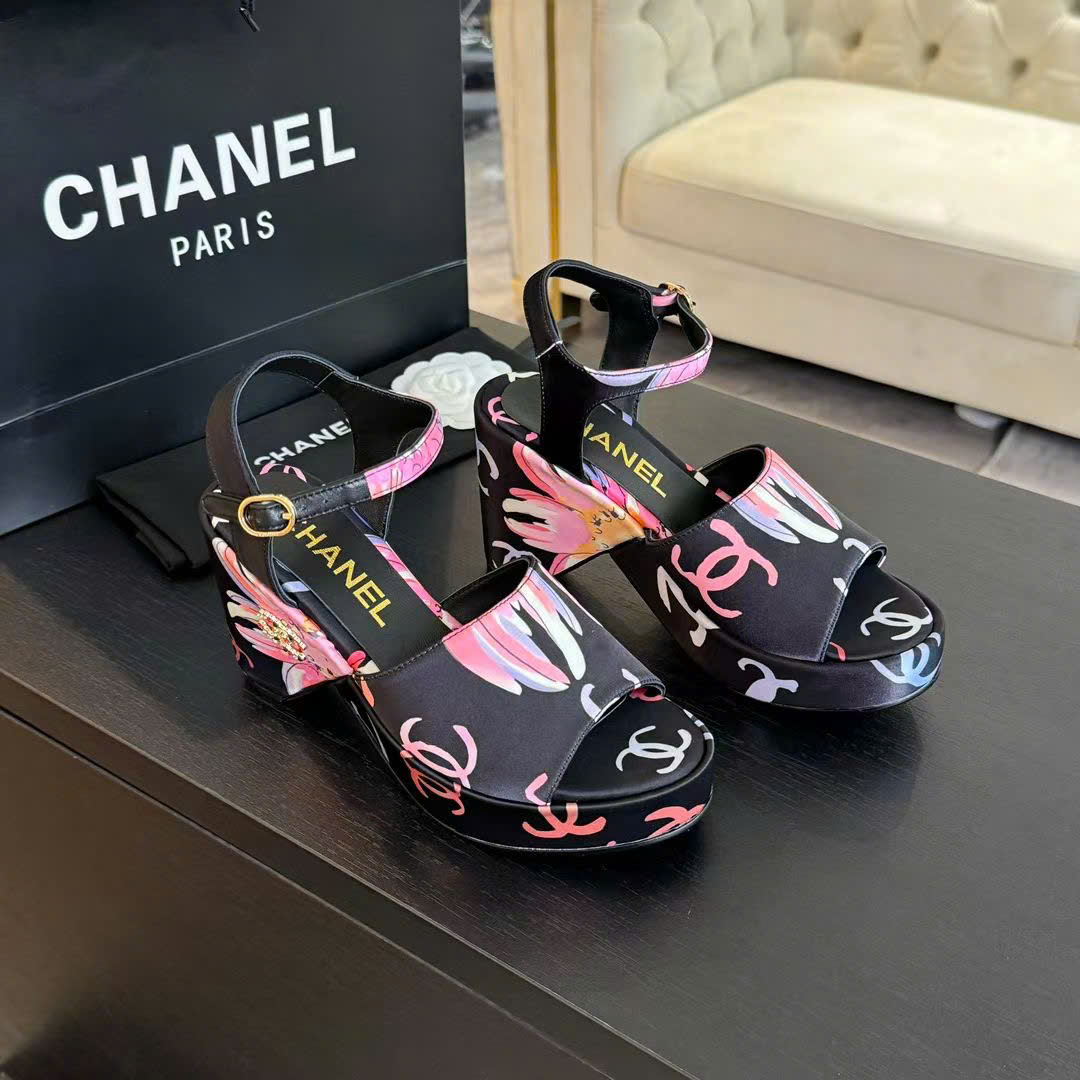 (1:1 replica) Chanel Wedge Rope Diamond Sandals 8cm
