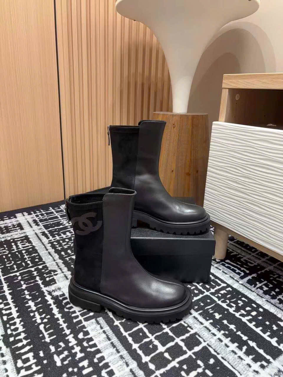 (1:1 replica) Chanel Leather Ankle Boots