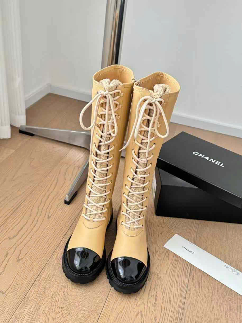 (1:1 replica) Chanel Leather Zipper Boots