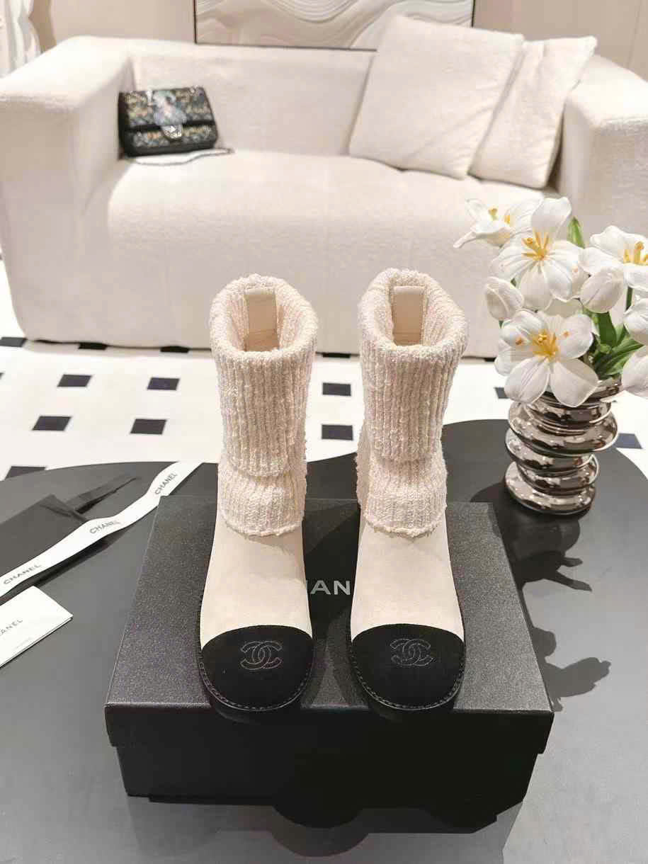 (1:1 replica) Chanel C Logo Ankle Boots