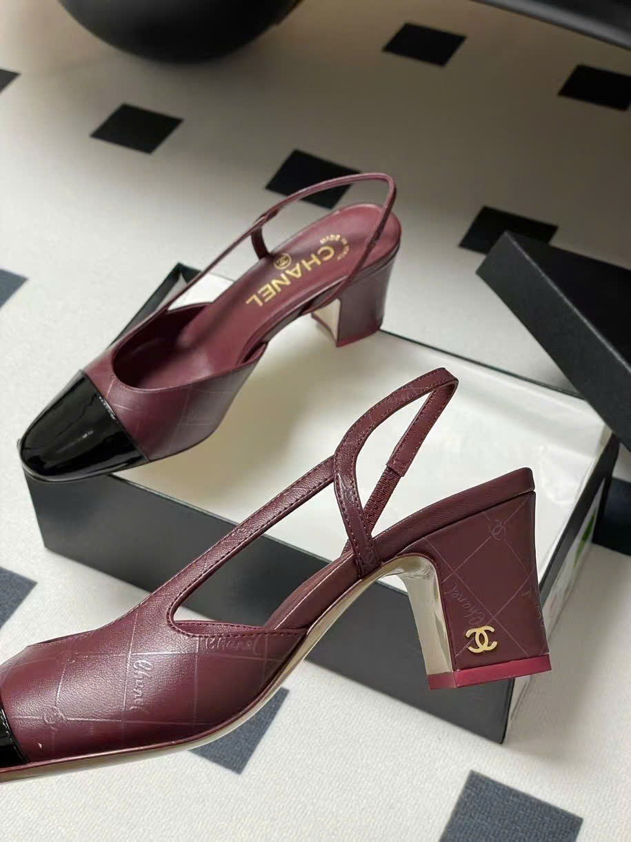 (1:1 replica) Chanel C Logo Slingbacks Shoes 6cm