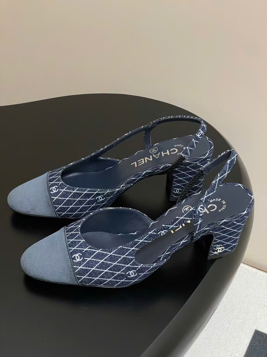 (1:1 replica) Chanel C Logo Slingbacks Shoes 6cm