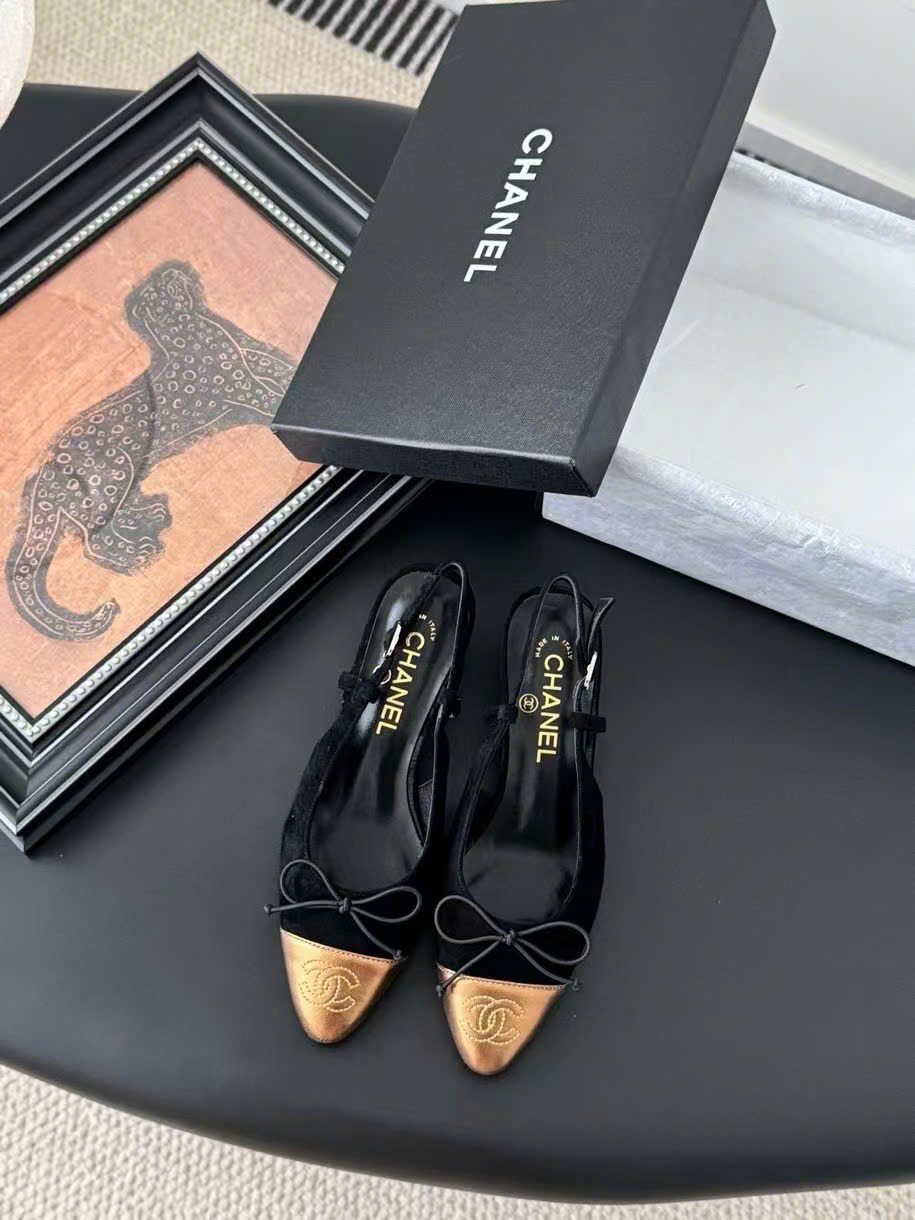 (1:1 replica) Chanel CLogo Slingback Women s Shoes 4cm