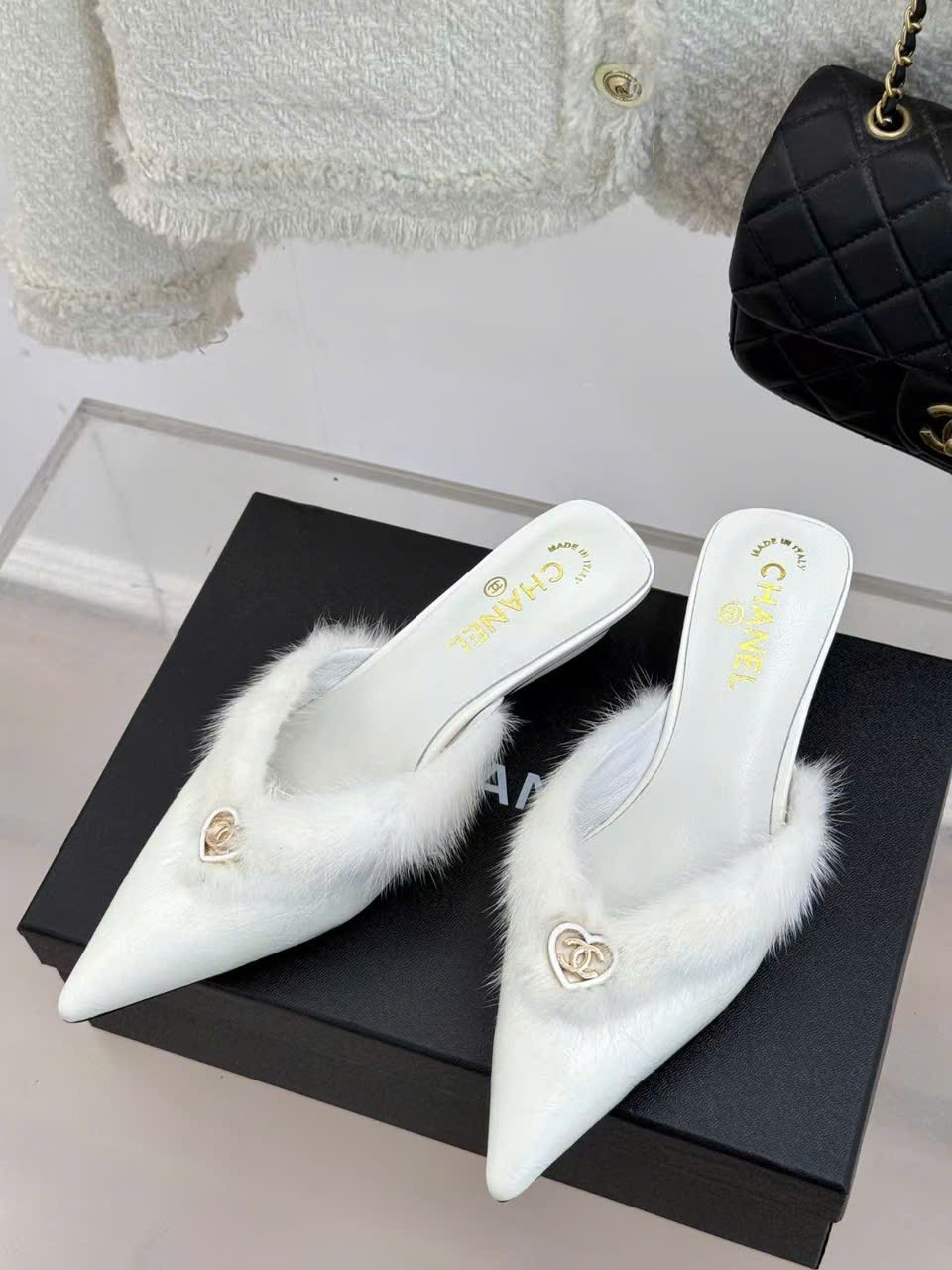 (1:1 replica) Chanel C Logo Open Back Shoes