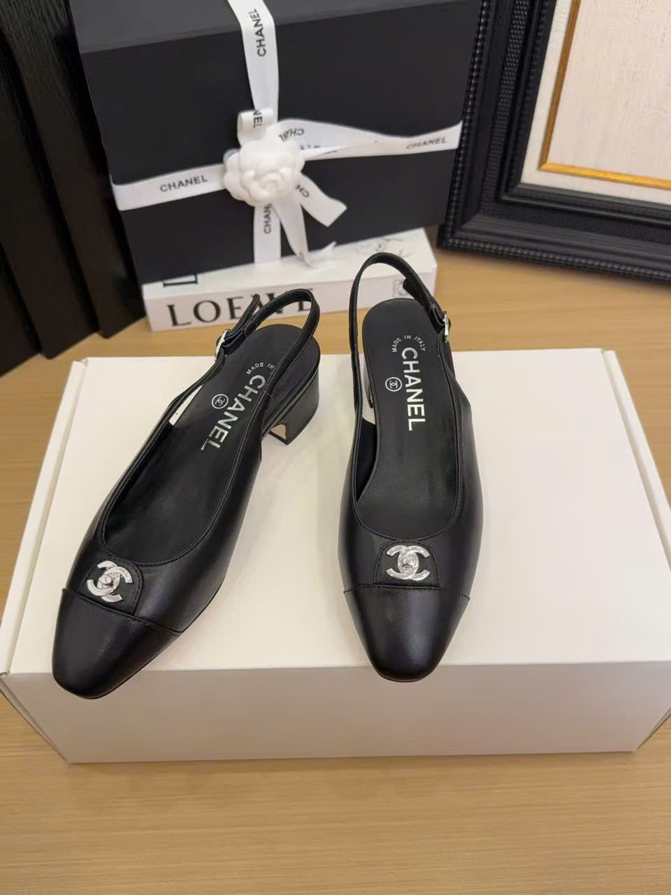 (1:1 replica) Chanel C Logo Slingback Shoes
