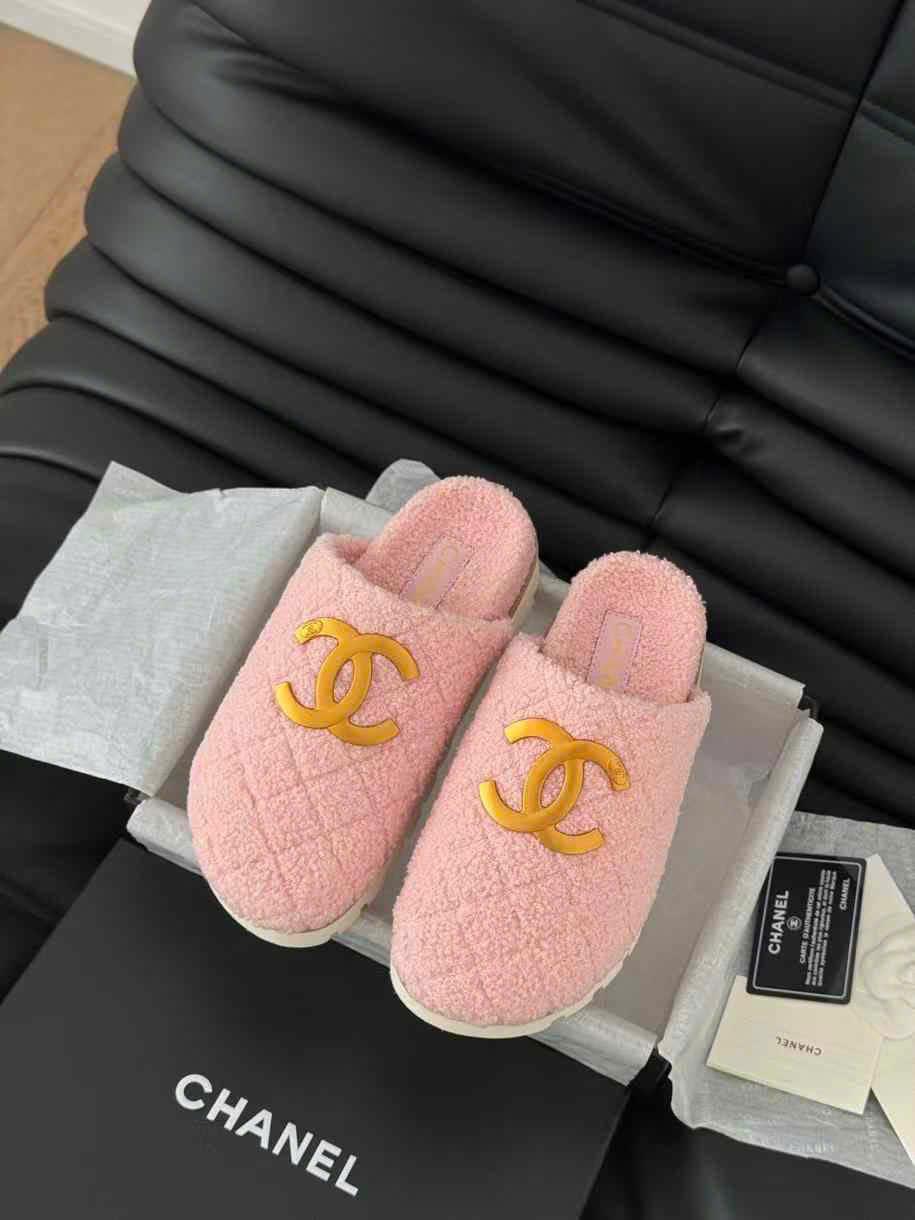 (1:1 replica) Chanel C Logo Open Back Slipper