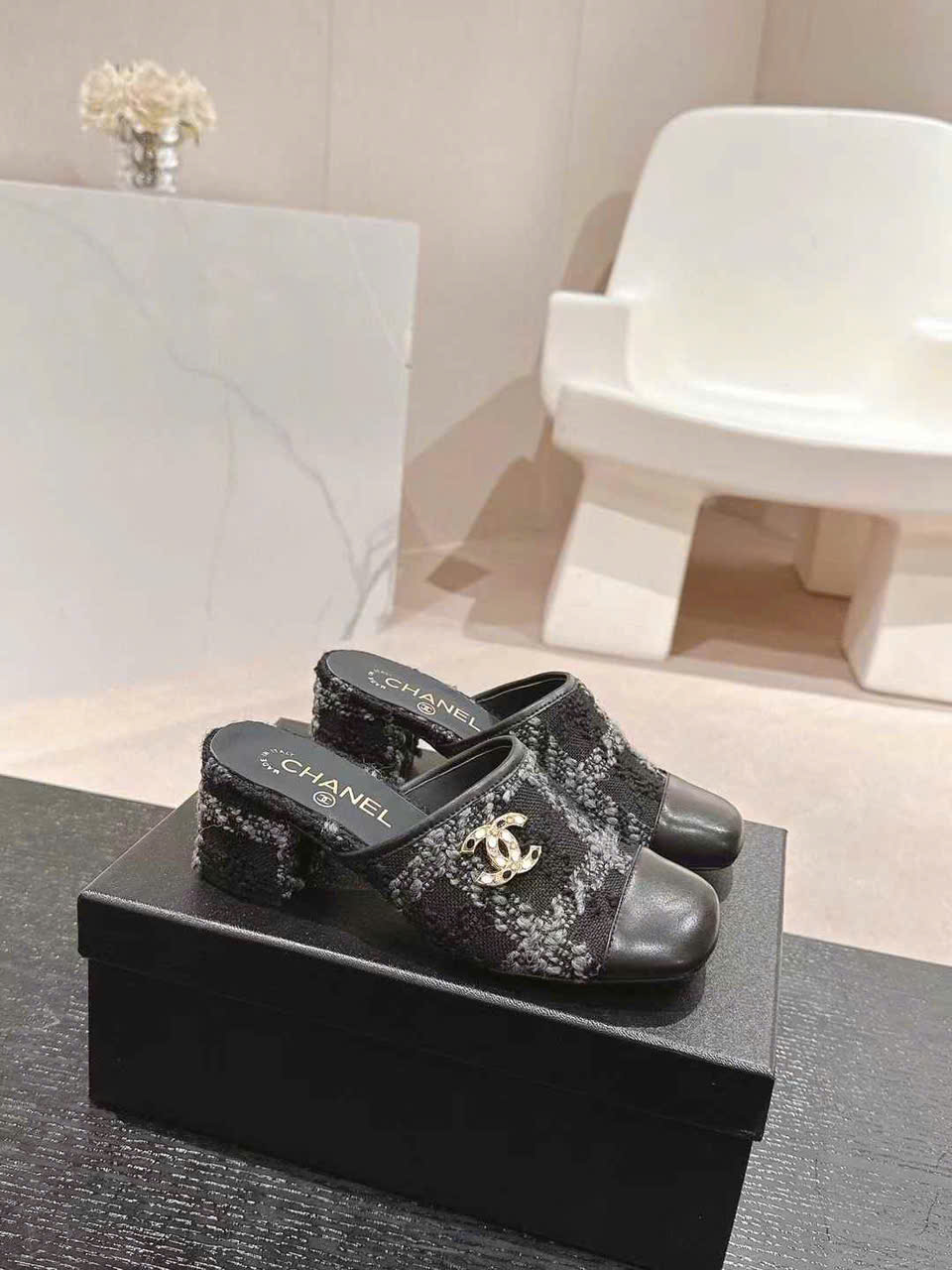 (1:1 replica) Chanel Open Back Shoes 6cm