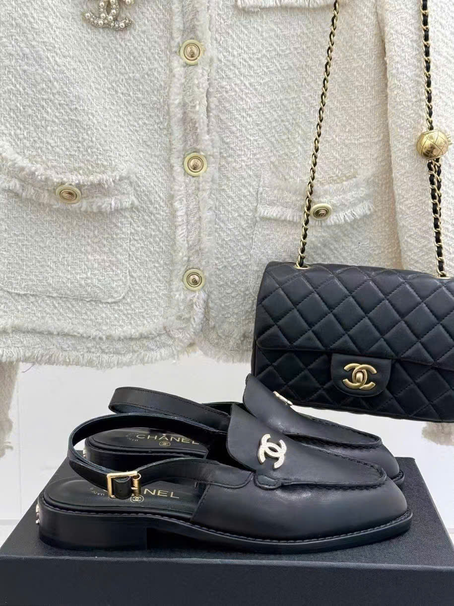 (1:1 replica) Chanel C Logo Slingback Leather Women s Shoes