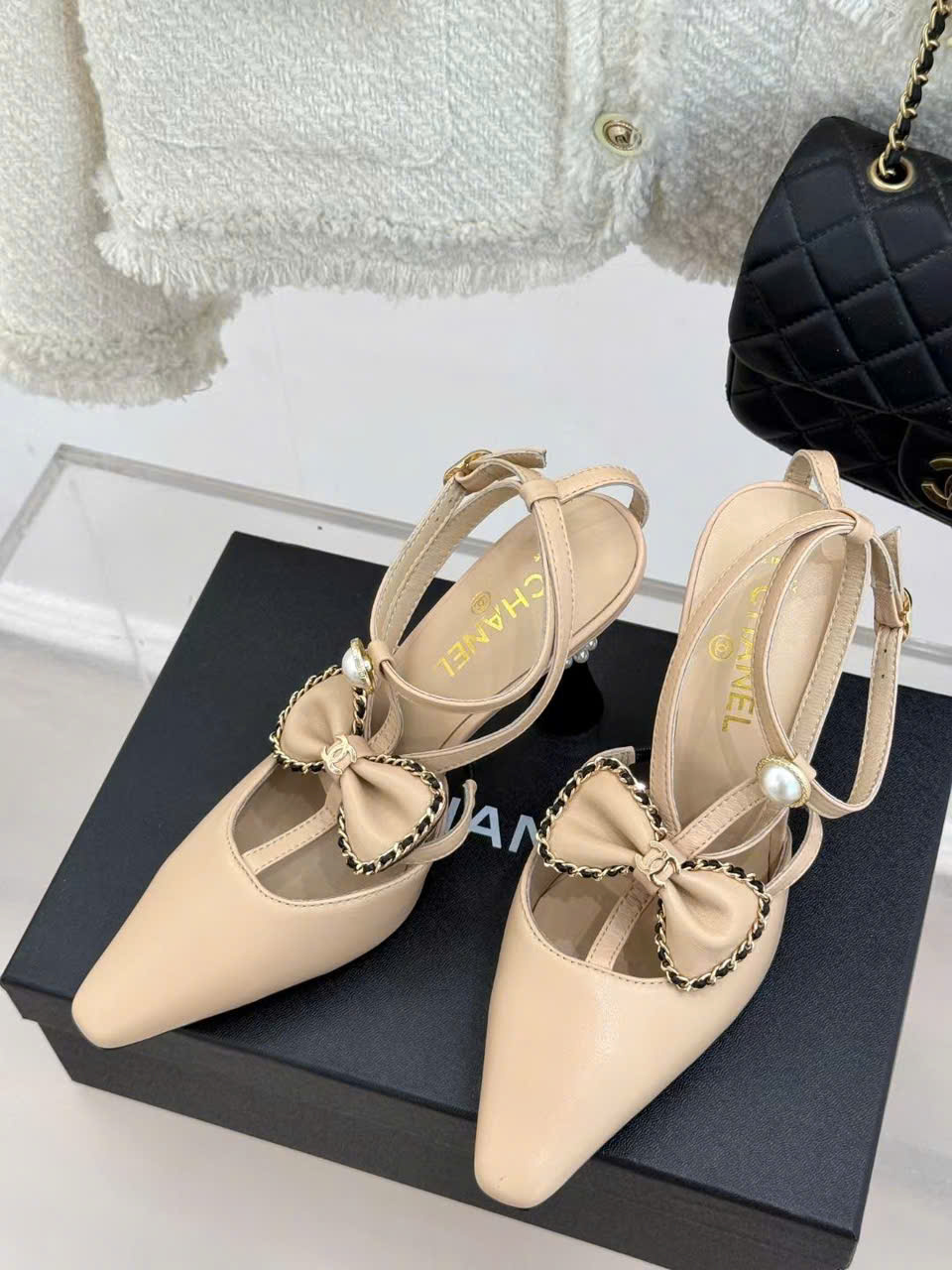 (1:1 replica) Chanel C Logo Vintages Shoes 8cm