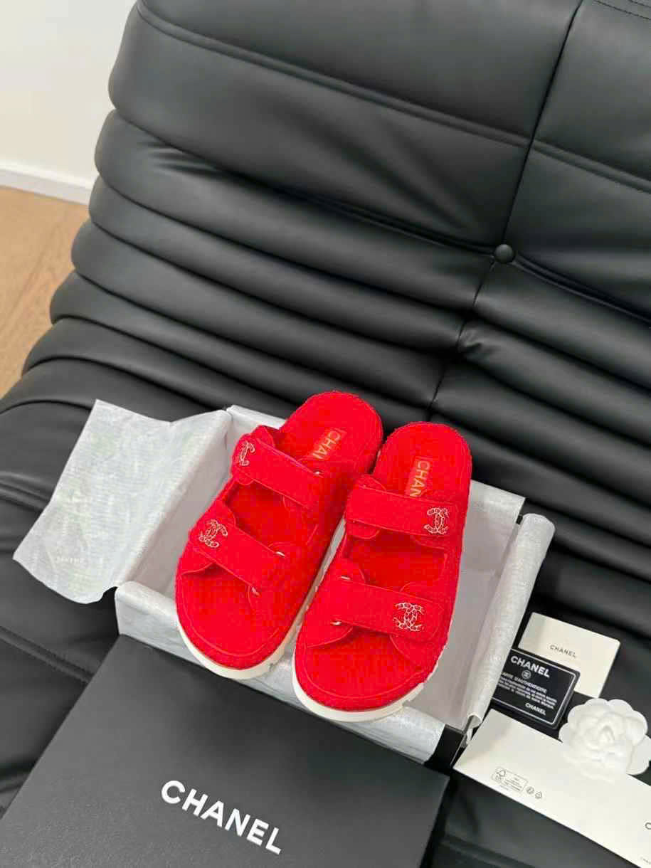 (1:1 replica) Chanel Wool Slipper Sandals