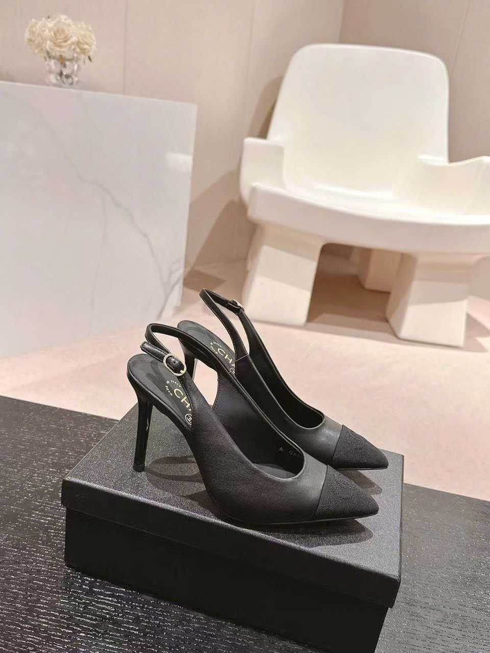 (1:1 replica) Chanel Slingback Shoes 8cm