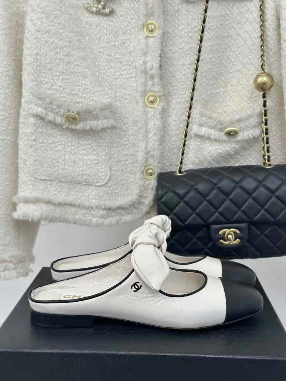(1:1 replica) Chanel Leather Open Back Shoes