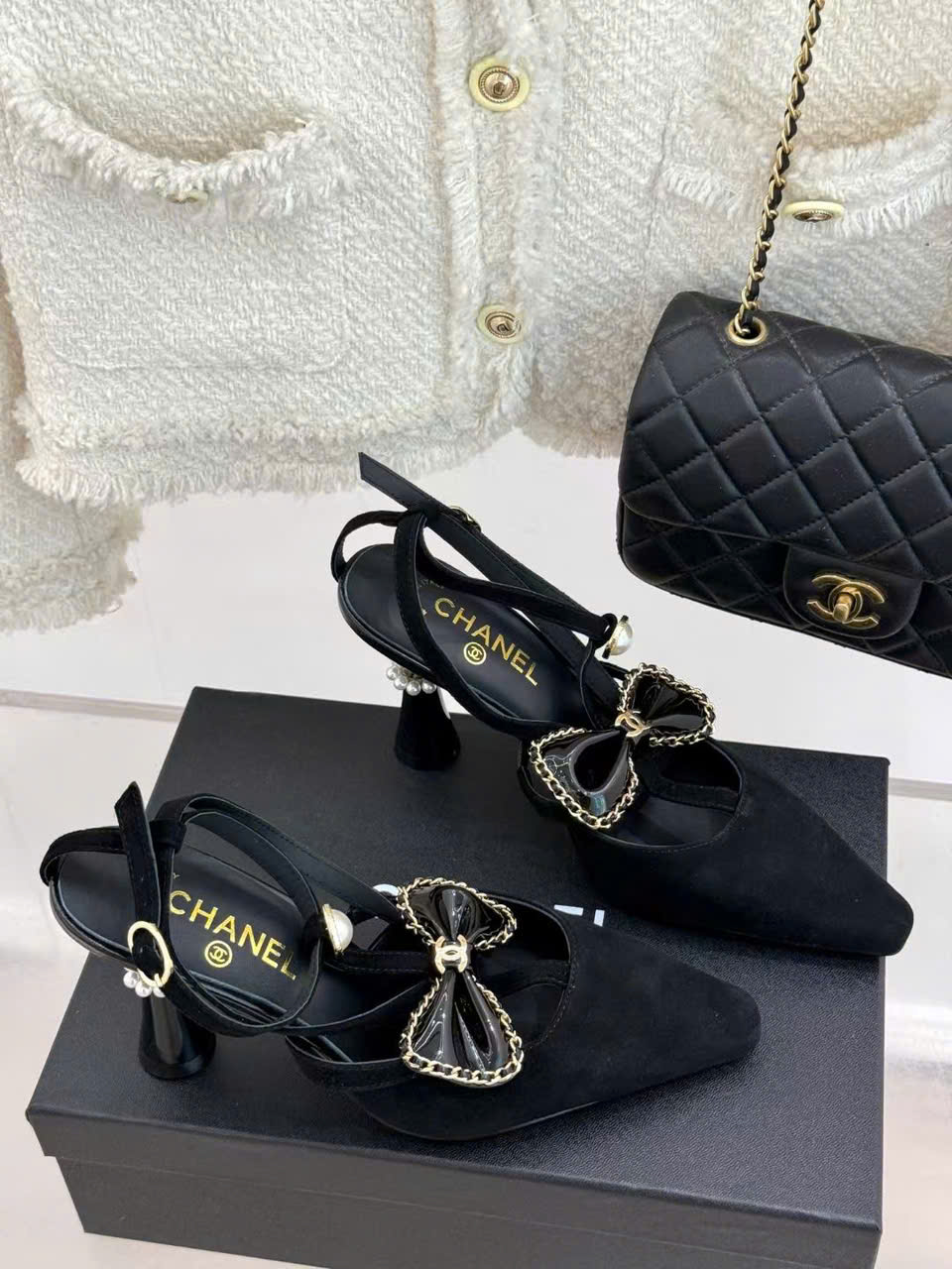 (1:1 replica) Chanel C Logo Vintages Shoes 8cm