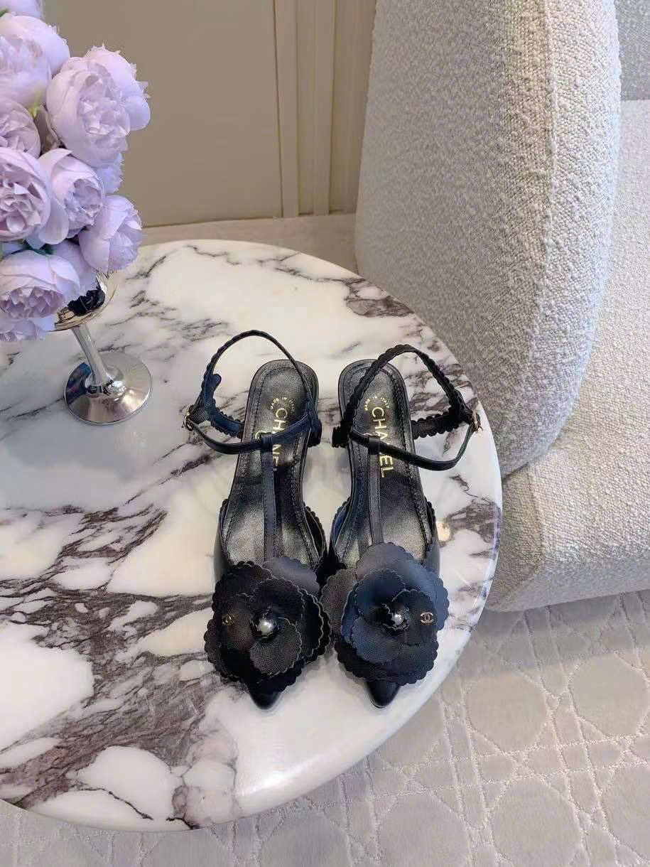 (1:1 replica) Chanel Camelia Slingback Shoes