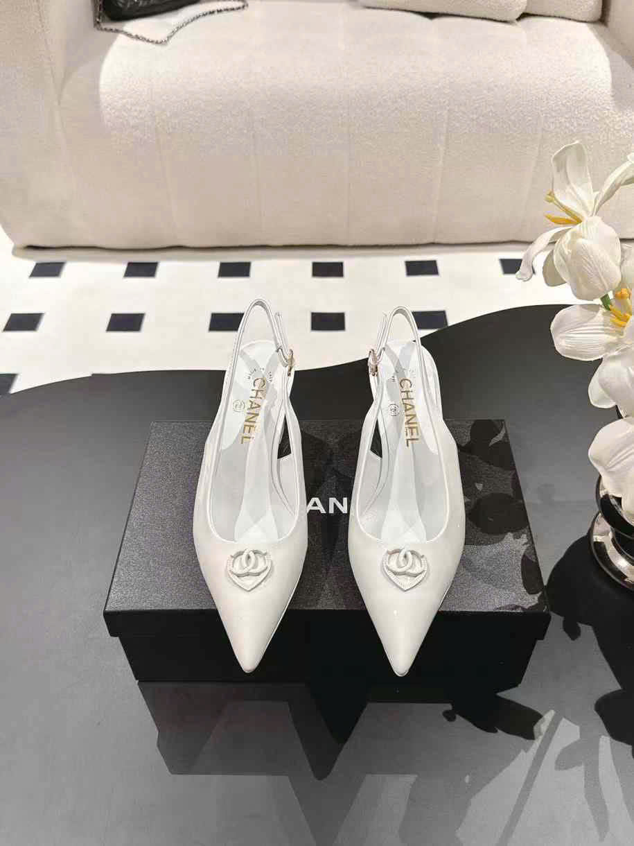 (1:1 replica) Chanel Leather Slingback Shoes 6.5cm