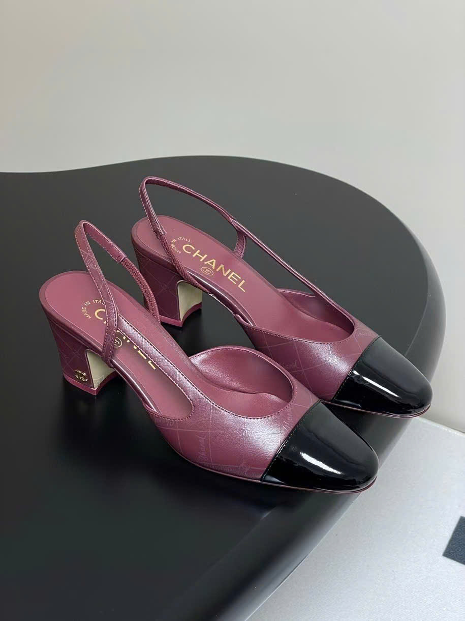 (1:1 replica) Chanel C Logo Slingbacks Shoes 6cm