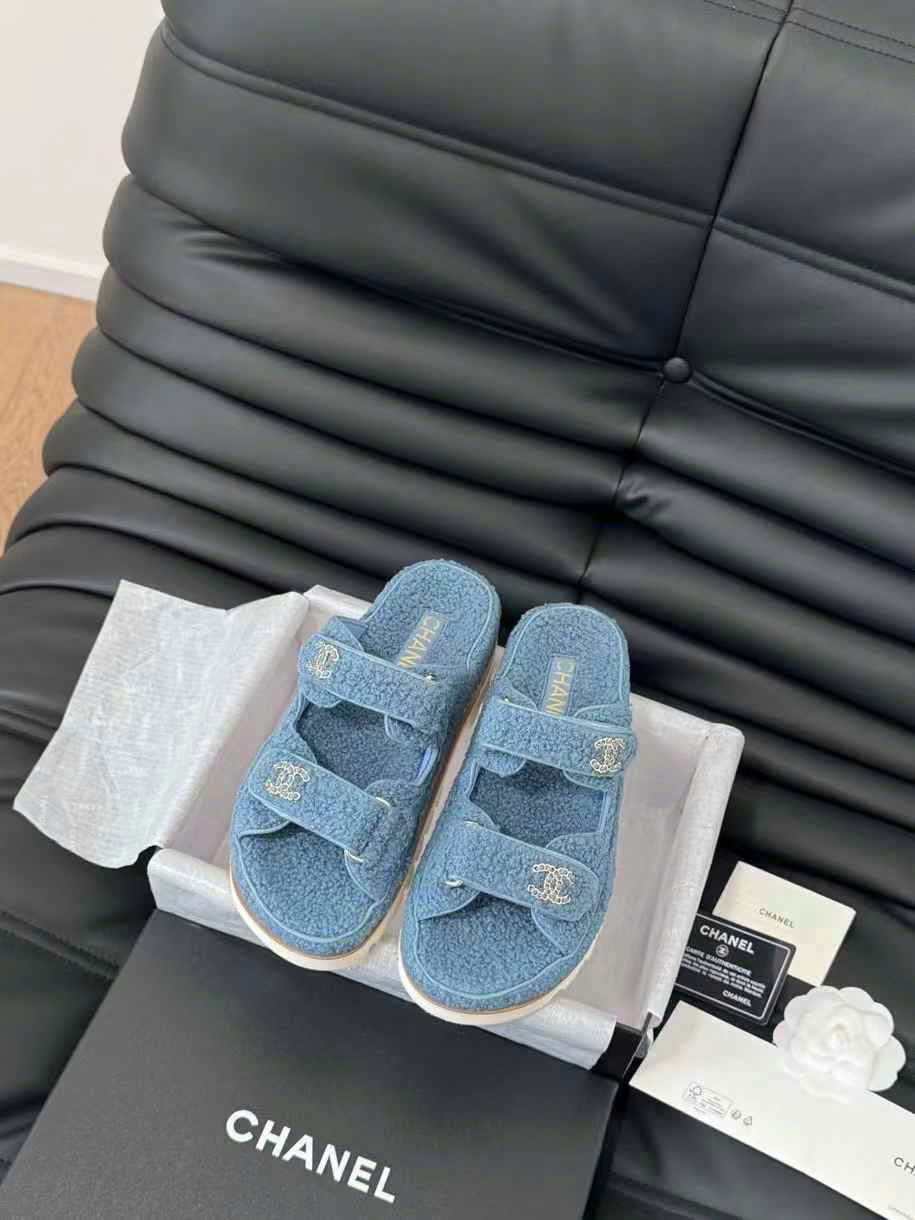 (1:1 replica) Chanel Wool Slipper Sandals