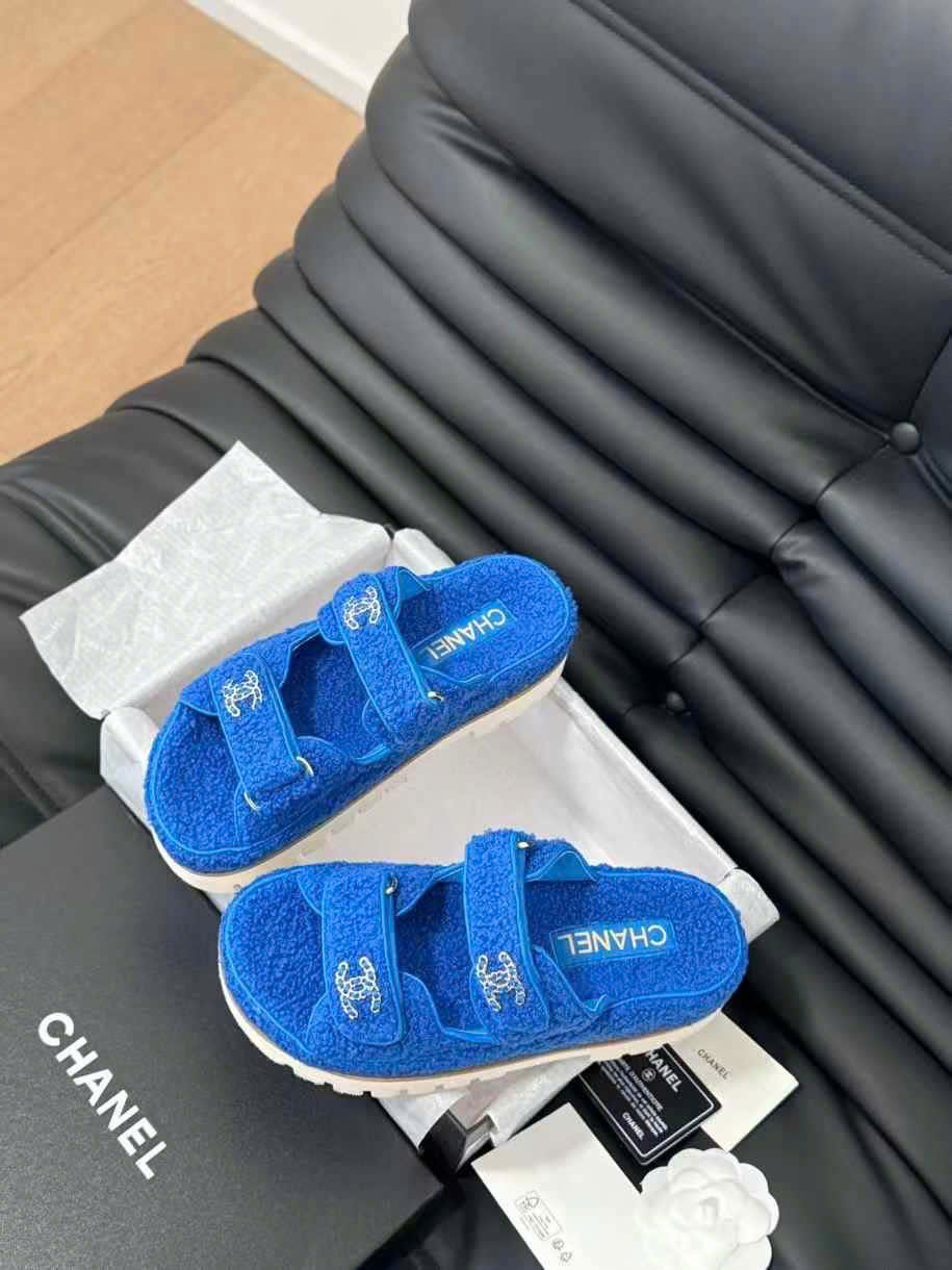 (1:1 replica) Chanel Wool Slipper Sandals