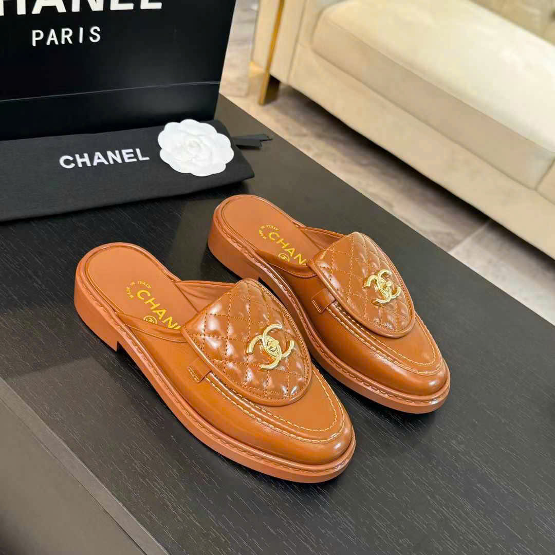 (1:1 replica) Chanel C Buckle Open Back Shoes