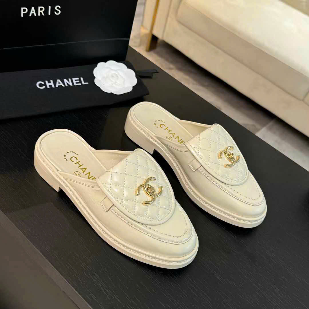 (1:1 replica) Chanel C Buckle Open Back Shoes