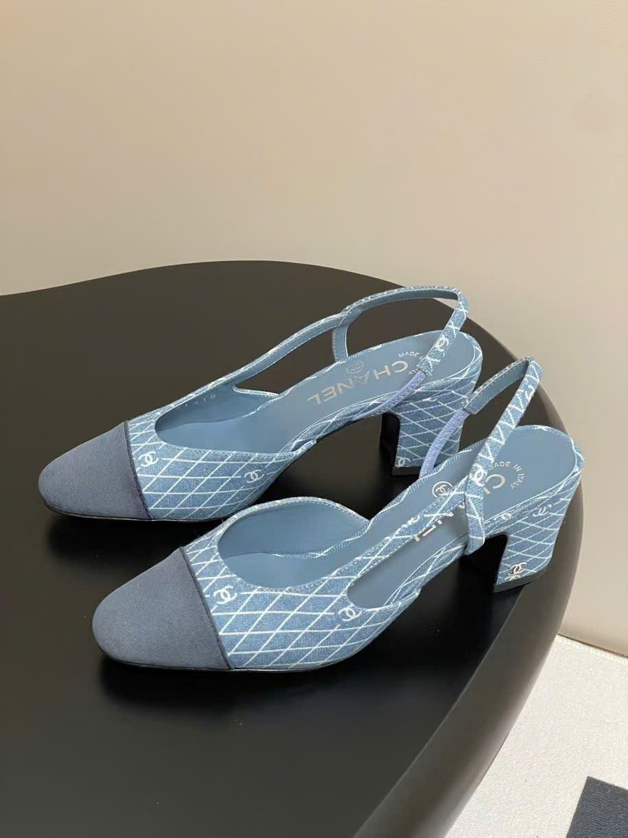 (1:1 replica) Chanel C Logo Slingbacks Shoes 6cm