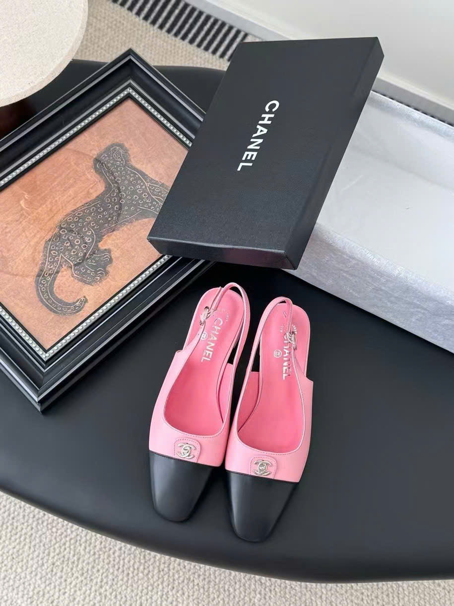 (1:1 replica) Chanel C Logo Slingback Shoes