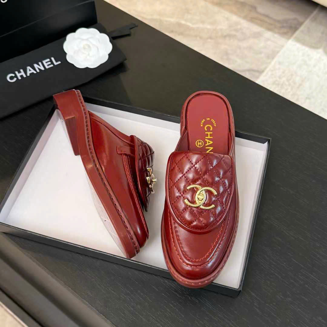 (1:1 replica) Chanel C Buckle Open Back Shoes