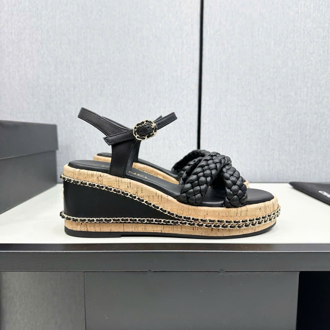 (1:1 replica) Chanel C Logo Women s Wedge Sandals