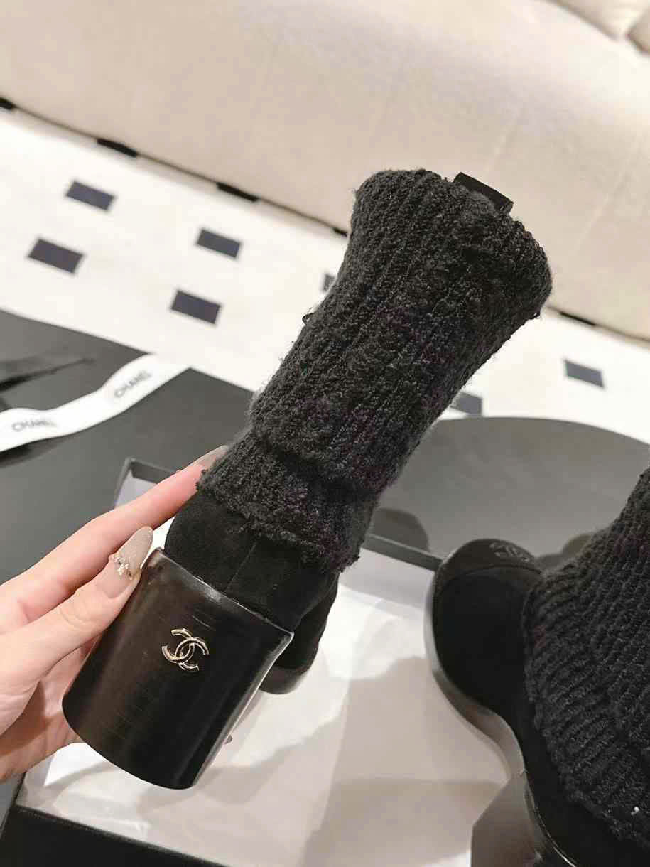 (1:1 replica) Chanel C Logo Ankle Boots