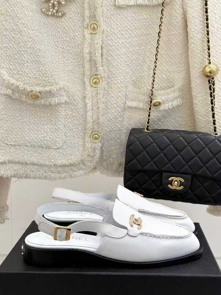 (1:1 replica) Chanel C Logo Slingback Leather Women s Shoes